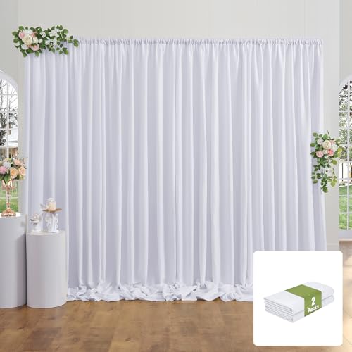 10x10FT White Backdrop Curtains for Party, 2 Panels 5x10FT Thick Polyester Backdrop Drapes, Wrinkle Resistant Photography Background Drapes for Wedding Birthday Home Decoration - color: White, size: W5' X H10'(2 Panels)