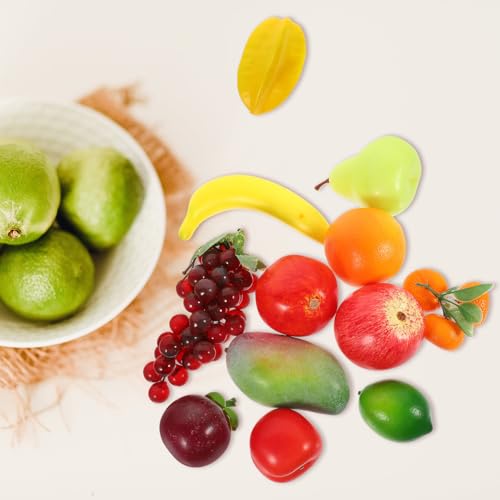 FUOYLOO 12pcs Lifelike Artificial Fruit Decor Set Plastic Simulation Apples Mangoes Foam Home Decoration Props for Table Display and Photo Styling