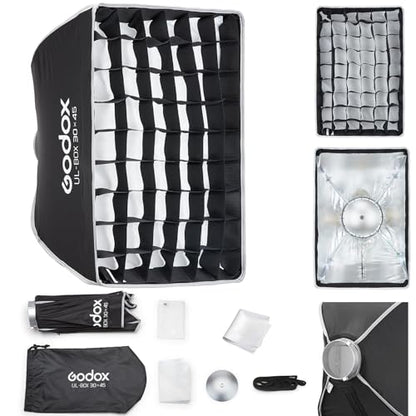 Godox Softbox UL-30x45 11.8"x17.7" Rectangular Softbox, Quick-Release Umbrella Design Bowens Mount with Grid & Deflector, for LED Video & Photography Lighting - size: Rect 30x45cm (11.8"x17.7")
