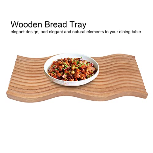 Wooden Bread Dessert Tray, Natural Beech Wood Multifunction Serving Tray, Geometric Design Bread and Dessert Plate for Home Kitchen, Parties, and Food Photography (Water Ripple) - size: 15.7" x 7.1" x 1.2"