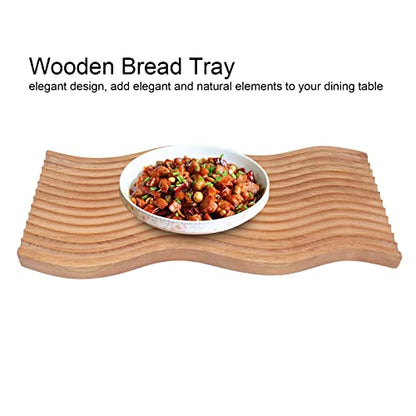 Wooden Bread Dessert Tray, Natural Beech Wood Multifunction Serving Tray, Geometric Design Bread and Dessert Plate for Home Kitchen, Parties, and Food Photography (Water Ripple) - size: 15.7" x 7.1" x 1.2"