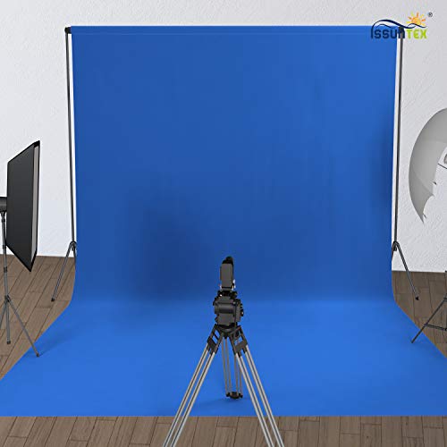 ISSUNTEX 10X20 ft Background Muslin Backdrop, Photo Studio, Collapsible High Density Screen for Video Photography and Television-Blue - color: Blue, size: 10X20 ft