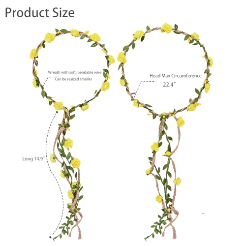 DDazzling Flower Crown Floral Wreath Headband Floral Garland Headbands Photo Props,Rose Flower Crown Kit, 3 Piece (Blue) - color: Blue
