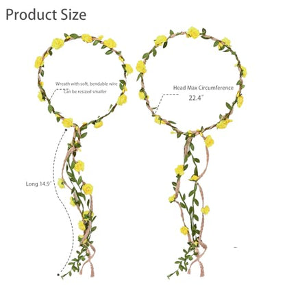DDazzling Flower Crown Floral Wreath Headband Floral Garland Headbands Photo Props,Rose Flower Crown Kit, 3 Piece (Blue) - color: Blue