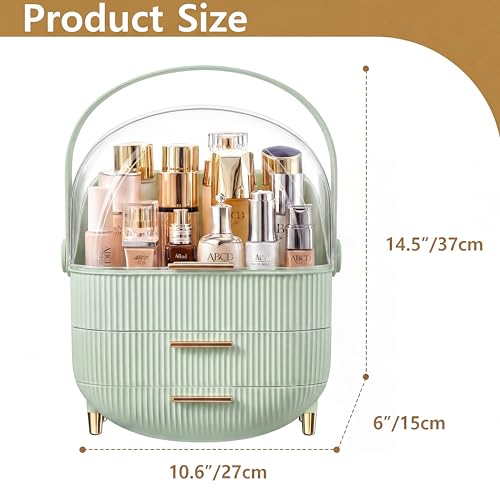 NestOrganix Makeup Organizer Skincare Organizers - Cosmetic Display Cases with Transparent Cover, SkinCare Organizers for Bathroom Countertop, Bedroom Vanity Desk, Lipstick Organizer, Green - color: Green