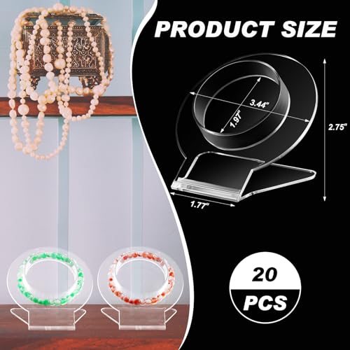 Wenqik 20 Pcs Acrylic Bracelet Displays Stands Jewelry Display Holder Clear Bangles Organizer for Store, Showcase and Home Storage