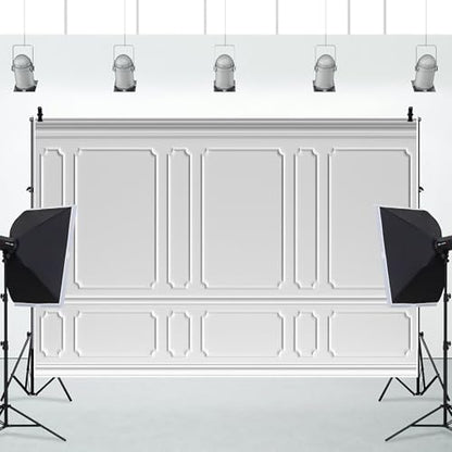 AOFOTO 8x6ft Room Photo Backdrop White Living Room French Classic Frame Wall Photography Background Office Video Conference Meeting Background Adult Children Portrait Photoshoot Backdrop - color: white, size: 8x6ft