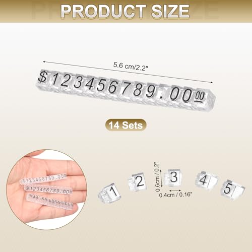 uxcell 14 Set Price Display Cube, Adjustable Price Tag Stand Removable Mini Tag Number Letter Price Dollar Block Kit for Jewelry Retail Shop Price Signs (Clear/Black, 2.2" Length) - color: Clear/Black, size: 5.6"