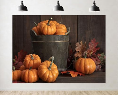 Trykid 10x7ft Autumn Mini Pumpkin Harvest Backdrop Food Photography Rustic Fall Decor Background Tapestry Thanksgiving Party Decoration Photo Studio Prop Fabric - size: 10x7ft