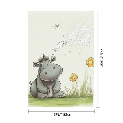 Hippo and Dandelion Backdrop Background for Photography 5x7ft Photobooth Professional Photo Backdrop Curtains Video Photography Studio Photo Backgrounds Banner Booth Background Screen Parties - color: Hippo And Dandelion