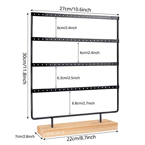 Mocolo Earring Holder Stand, Earring Organizer Display Holder Stand for Hanging Earrings(88 Holes & 4 Layers) - color: Black