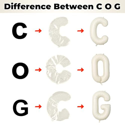 Custom 40 Inch Giant Foil Letter Balloons for Women's Birthday Party - Cream White Beige O, Helium Self Inflating Mylar Alphabet - color: Cream, size: Letter O