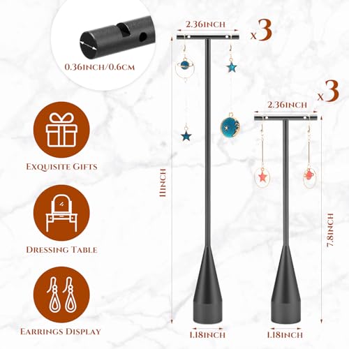 Wesiti 6 Pack Metal Earring T Bar Stand Retail Display Holder T Earring Display Holder Jewelry Stand with Metal Base for Show Jewelry Online Stores Photography (Black) - color: Black