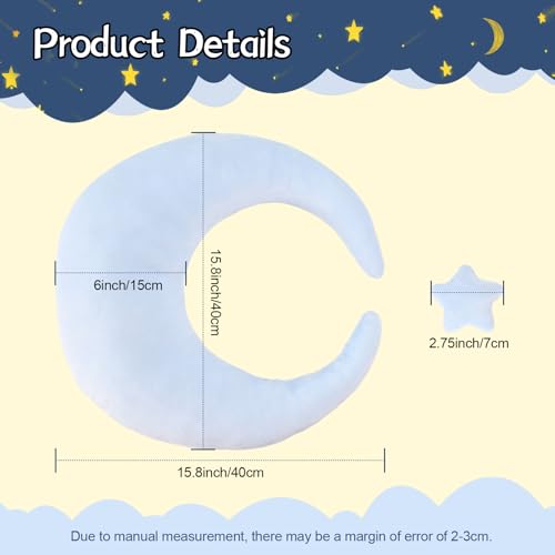 Newborn Photography Props 5Pcs Baby Moon Star Pillow Set Newborn Photography Posing Pillows Adjustable Photography Props, Blue - color: Baby Blue