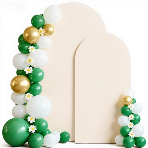 Arch Backdrop Cover Set of 2 7.2ft, 6ft Wedding Beige Arch Covers Stretchy Backdrop Spandex Fitted for Baby Shower Birthday Balloon Chiara Stand Decor Beige 7.2ft and 6ft - color: Beige, size: 7.2, 6FT
