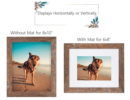 Califortree 8x10 Picture Frames - 5x7 Mat Included, Plexiglass, Wall/Tabletop Use, 2 Packs, Rustic Brown - size: 8x10-2Pack