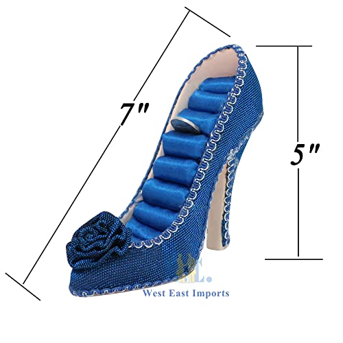 Ring Holder High Heel Shoe Design Fashion Jewelry Organizer Display Birtyday Gift (HW229R/blu) - color: HW229R/blu