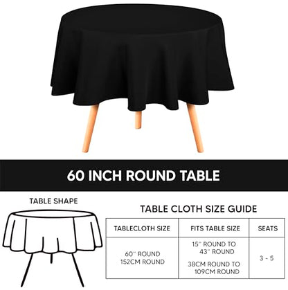 Utopia Kitchen Round Table Cloth 2 Pack(60 Inches, Black), Tablecloth Machine Washable, Polyester Table Cover for Dining, Buffet Parties, Picnics, Events, Weddings and Restaurants - color: Black, size: 2 Pack 60 Inch Tablecloth