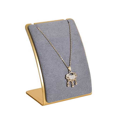 Grey Necklace display stand, Velvet Jewelry necklace display holder for selling, small metal earring neck storage organizer, online jewelry photography props【Grey】 - color: grey
