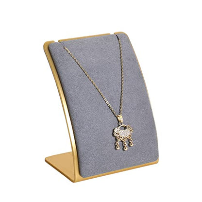 Grey Necklace display stand, Velvet Jewelry necklace display holder for selling, small metal earring neck storage organizer, online jewelry photography props【Grey】 - color: grey