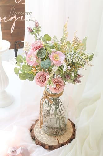 Floroom Artificial Greenery Stems Box Set, 45pcs with 6 Kinds of Faux Greenery Flowers Picks for DIY Bridal Bouquets Wedding Floral Arrangement Table Centerpieces, Dusty Rose & Green - color: Dusty Rose & Green