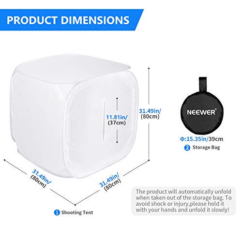 Neewer® 32x32 inch/80x80 cm Photo Studio Shooting Tent Light Cube Diffusion Soft Box Kit with 4 Colors Backdrops (Red Dark Blue Black White) for Photography - size: 32x32 inch