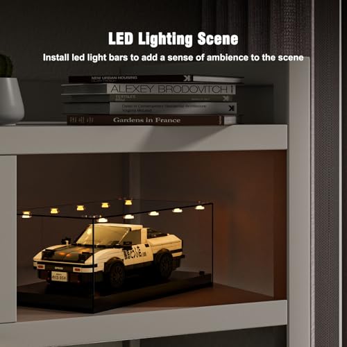 Model Car Display Case, Acrylic Showcase for Speed Champion, Parking Garage Compatible Toy Models Blocks, Dustproof with Light (7.6 x 3.7 x 3.3 Inches, Case Only)