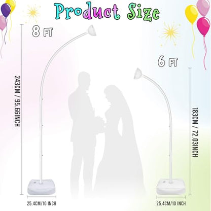 AerWo Lighted Balloon Arch Kit 8.2FT & 6FT, Free Bending Top Half Balloon Arch Stand with Base, Floor Frame for Wedding Birthday Party Baby Shower Yard Lawn Home Christmas Decorations - style: Lighted Half Balloon Arch Stand