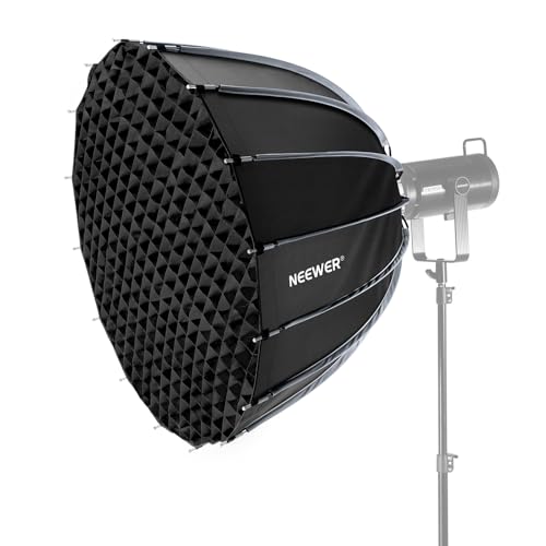 NEEWER BASICS Parabolic Softbox Bowens Mount, 35.4" Quick Release Soft Box Light Diffuser/Grid/Bag Compatible with Godox Compatible with Aputure 600d Studio Photography Video Recording Lighting, NS38P - style: 35.4"/ 90cm Parabolic