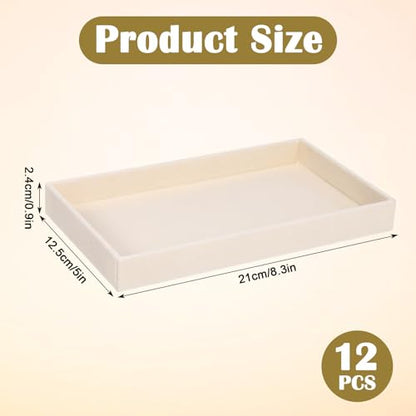 12 Pack Velvet Jewelry Trays, Stackable Jewelry Drawers 8.3x5x1inches Storage Trays for Display Beads Bracelets Necklaces Ring Earrings (Beige)
