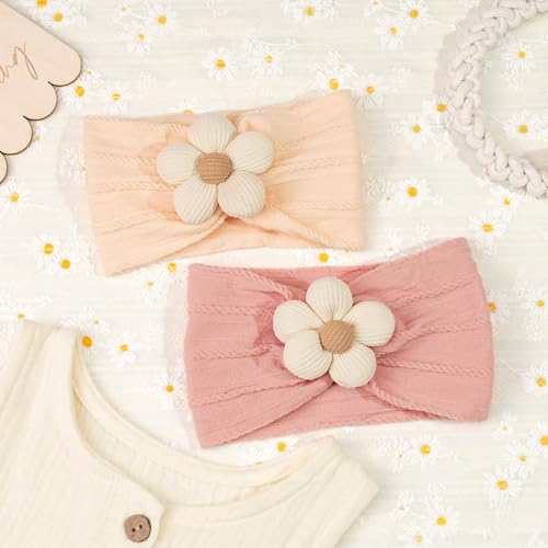 CÉLLOT 5 Pcs Baby Flower Headbands Baby Girls Nylon Headbands Soft Hairbands Hair Accessories for Newborn Infant Toddler Kids（Pink） - color: Pink