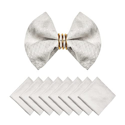 Cloth Napkins Set of 8 – Square 17x17 Inch Jacquard Fabric Polyester Washable Reusable Cloth Napkins for Kitchen Dinner Dining Restaurants Wedding Party Banquet Table (Ivory) - color: Ivory