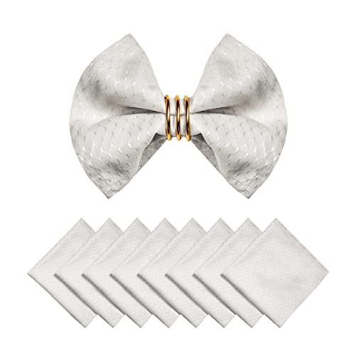 Cloth Napkins Set of 8 – Square 17x17 Inch Jacquard Fabric Polyester Washable Reusable Cloth Napkins for Kitchen Dinner Dining Restaurants Wedding Party Banquet Table (Ivory) - color: Ivory