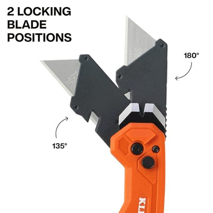 Klein Tools 44309 Pry Bar Knife, 2-in-1 FLICKBLADE Utility Knife with Built-In Pry Bar, Dual Locking Positions at 135-Degree and 180-Degree, Full Metal Core - style: Flickblade w/ Pry Bar