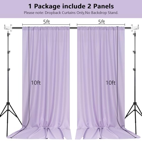 MEETSKY Purple Backdrop for Parties Wedding Lavender Backdrop Curtains Rod Pocket Drapes Fabric Decoration for Grils Birthday Backdrops Party Baby Shower Photoshoot,5ft x 10ft,2 Panels - color: Light Purple, size: 60"W x 120"L (Pack of 2)