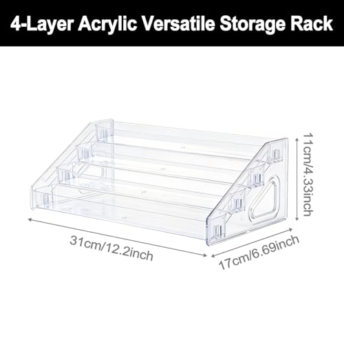 4-Tier Storage Rack, Thickened Transparent Plastic Nail Polish Organizer, Eyeglasses Riser Display Stands Essential Oil Storage Rack Makeup Stand Tray for Home Tabletop Decorations - size: 12.20 X 6.69 X 4.33 Inch