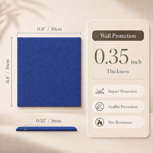 Large Cork Boards for Walls – 36" x 24" Self Adhesive Felt Wall Tiles, Ideal for Office Black Bulletin Board, Easy to Install Pin Board Photo Board - color: Royal Blue, size: 24" X 36"