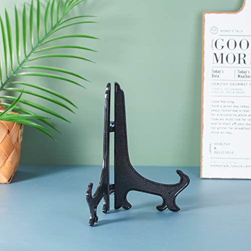 Artliving 8 Inch Black 6pcs/Set Plastic Easels Plate Display Stands Picture Frame Stand Holder - color: Black, size: 8 Inch (6 Pack)