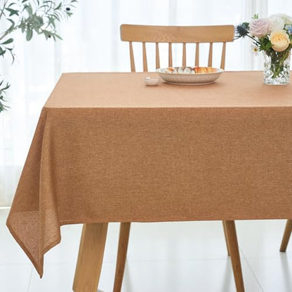 maxmill Slubby Textured Rectangular Tablecloth Water Resistance Antiwrinkle Spillproof Washable Dining Linen Table Cloth for Fall Harvest Thanksgiving Parties Holiday Dinners, 60 x 108 Inch, Amber - color: Amber, size: 108" x 60" (Rectangular)