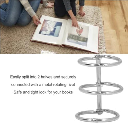 3 Ring Metal Loose Leaf Binders Stainless Steel Book Rings Photo Album Binding Spines for Notebook Travel Diary 10Pcs (25mm) - size: 25mm