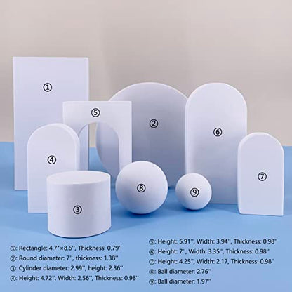 9PCS Product Photography Props Foam Cube, Photo Shooting Props for Food, Jewelry, Cosmetics and Accessories (White)