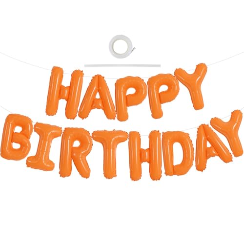TONIFUL 16 Inch Orange Mylar Foil Birthday Balloons Banner Happy Birthday Balloon Letters for Adults & Girls Boys Kids Birthday Decorations Halloween Party Supplies - color: Orange