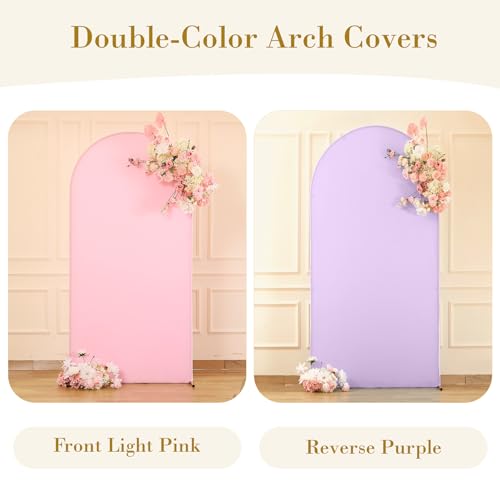 Pink and Purple Arch Cover 6.6ft Spandex Baby Shower Arch Backdrop Cover for Girls Birthday Party Bridal Shower Balloon Arch Stand Cover Butterfly Mermaid Theme Photo Arch Covers Stretchy Backdrop - color: Pink Purple, size: 6.6FT