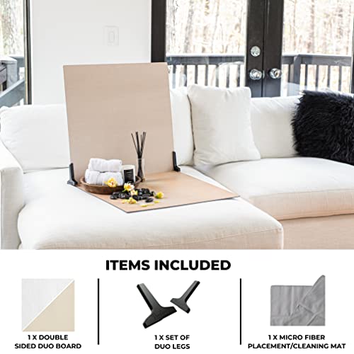 V-FLAT WORLD Duo Board Product Photography Backdrops - 2-Sided Background for Photograph, Realistic Item & Food Photography Background - Includes 2 Legs & Mat - 24" x 24", White Linen/Cream Linen - color: Linen White/Linen Cream, size: 24 x 24 inches
