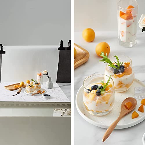 BEIYANG Food Photography Backdrops 24x24 Inch Marble Photo Backdrop Boards 3PCS White Photography Backdrop Boards with 3 Bracket Kits Soild Board Waterproof Backdrop for Food Photography - color: 3PCS