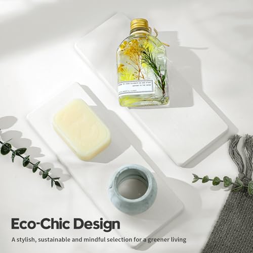 2PCS White Water Absorbing Diatomite Stone Drying Soap Dish Sink Vanity Tray for Bathroom/Kitchen Counter, Sponge Holder Mat Dispenser Rack Faucet Splash Guard Caddy Organizer, 9"x3.5" - color: 2 Pack - White, size: 9" X 3.5"