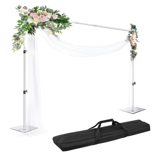 EMART Backdrop Stand, 6.5x10 ft Adjustable Photo Background Pipe and Drape Photography Kit with Heavy Duty Metal Flat Base for Parties, Wedding, Video Studio, Birthday - Silver - color: Silver