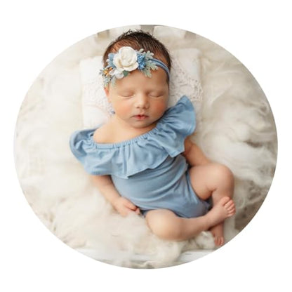 Newborn Photography Outfits Girl Baby Photo Tutu Dress Newborn Photoshoot Romper Baby Picture Lace Outfit - color: Blue2