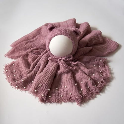Zeroest Newborn Photo Props Hat Blanket Photography for Babies Cloth Wrap Hats Set Baby Boy Girl Photo Shoot Outfits (Pink) - color: Pink