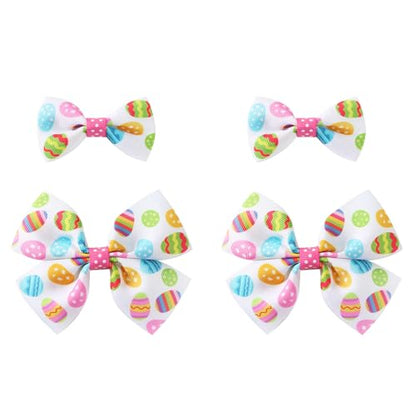4Pcs Easter Egg Hair Bows Baby Toddler Girls Ribbon Alligator Clips Cute Hair Accessories